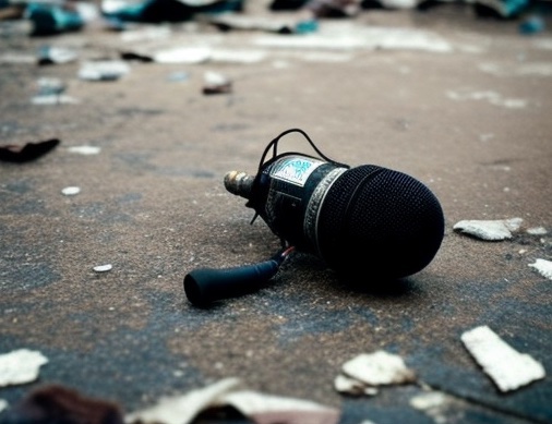 Hate Speech - A journalists microphone on the floor